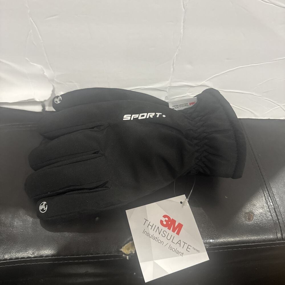 3M Thinsulate Black Sport Winter Gloves Insulated Cold Weather Men’s Large Pair
